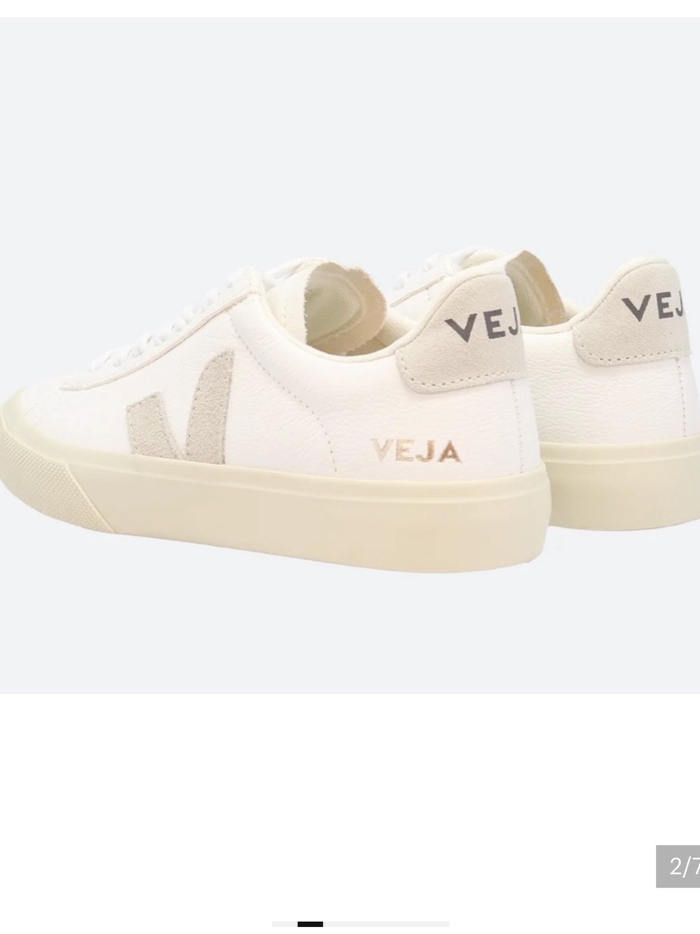 VEJA Campo Leather Sneakers White Cream Suede V Low Top Women's 7.5
